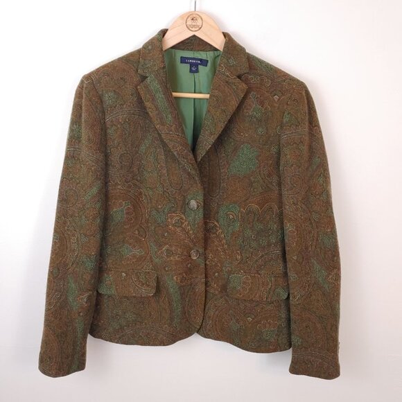 Land's End 100% Wool Paisley Blazer Vintage size 12 - Picture 1 of 7